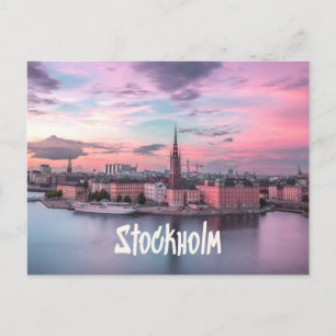 Stockholm Capital of Sweden Night Skyline Postcard