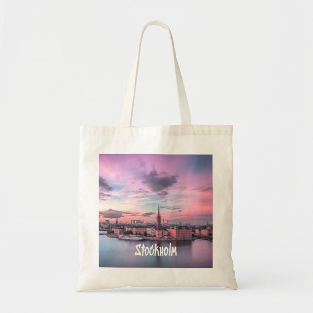 Stockholm Capital of Sweden Night Skyline Tote Bag (Front)