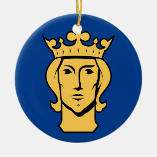Stockholm city flag Sweden symbol Ceramic Tree Decoration