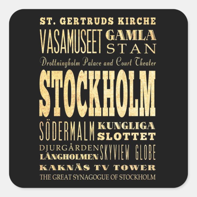Stockholm City of United Kingdom Typography Art Square Sticker (Front)
