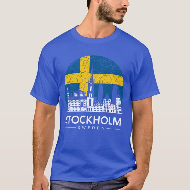 Stockholm City Sweden Flag gift T-Shirt (Front)