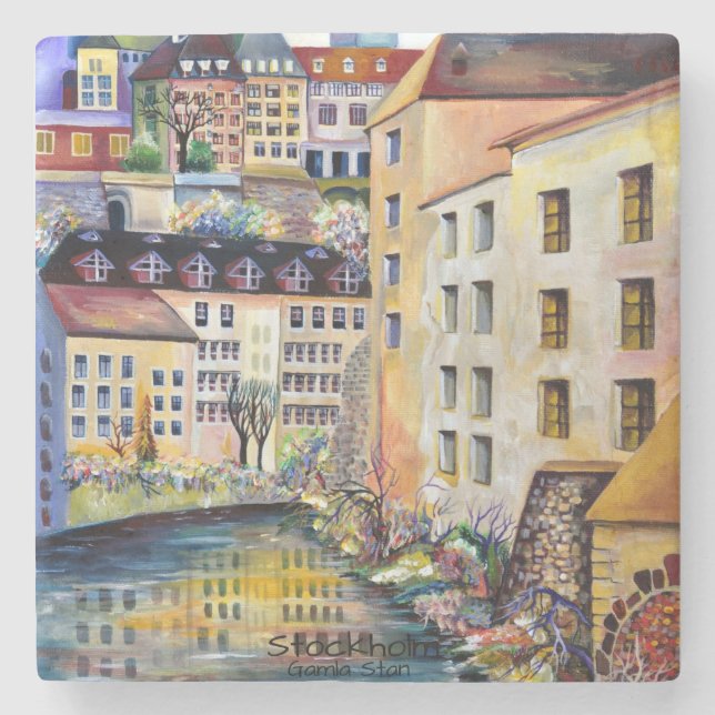 "Stockholm Gamla Stan - Old Town Stone Coaster (Front)
