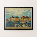 Stockholm Jigsaw Puzzle Sweden Vintage<br><div class="desc">Stockholm Sweden design in Vintage Travel style featuring a lovely coastal river setting.</div>