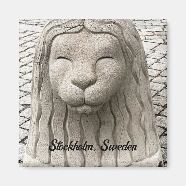 Stockholm Lion Statue Sweden Personalise Magnet (Front)
