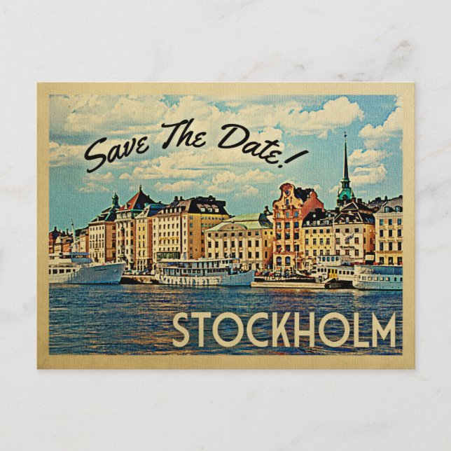 Stockholm Save The Date Sweden Announcement Postcard (Front)