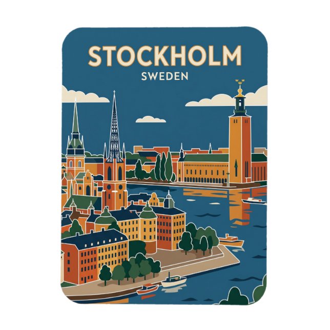 Stockholm Skyline Sweden Magnet (Vertical)