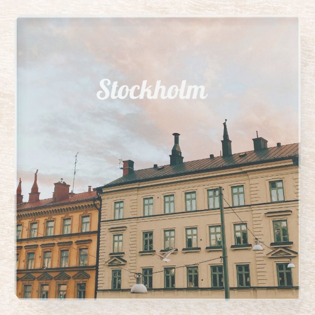 Stockholm Södermalm Cityscape Glass Coaster (Front)