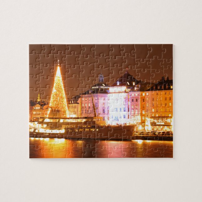 Stockholm, Sweden at Christmas at night Jigsaw Puzzle (Horizontal)