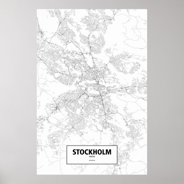 Stockholm, Sweden (black on white) Poster (Front)