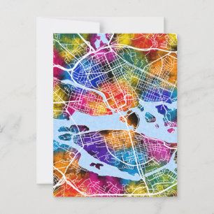 Stockholm Sweden City Map Postcard