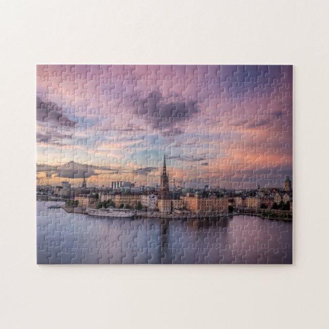Stockholm Sweden City Northern Sunset Scandinavian Jigsaw Puzzle (Horizontal)