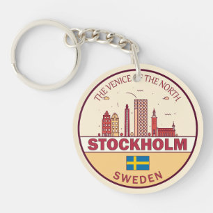 Stockholm Sweden City Skyline Emblem Key Ring