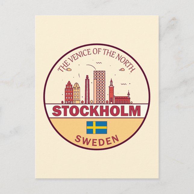 Stockholm Sweden City Skyline Emblem Postcard (Front)