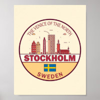 Stockholm Sweden City Skyline Emblem