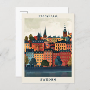 Stockholm Sweden Elegant Art Vintage Travel Postcard