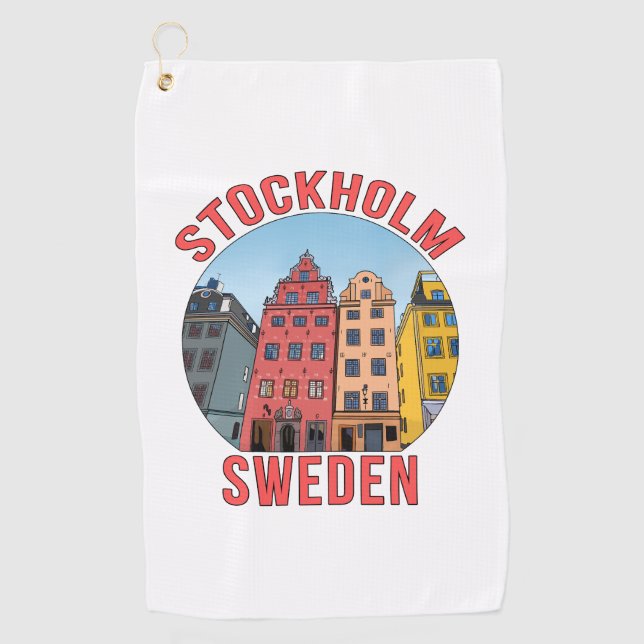 Stockholm Sweden Golf Towel (Front)