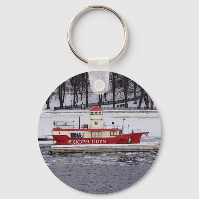 Stockholm Sweden Lightship Biskopsudden Key Ring (Front)