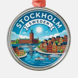 Stockholm Sweden Metal Tree Decoration