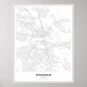 Stockholm, Sweden, Minimalist Map poster (Style 2)