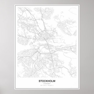Stockholm, Sweden, Minimalist Map poster (Style 2)