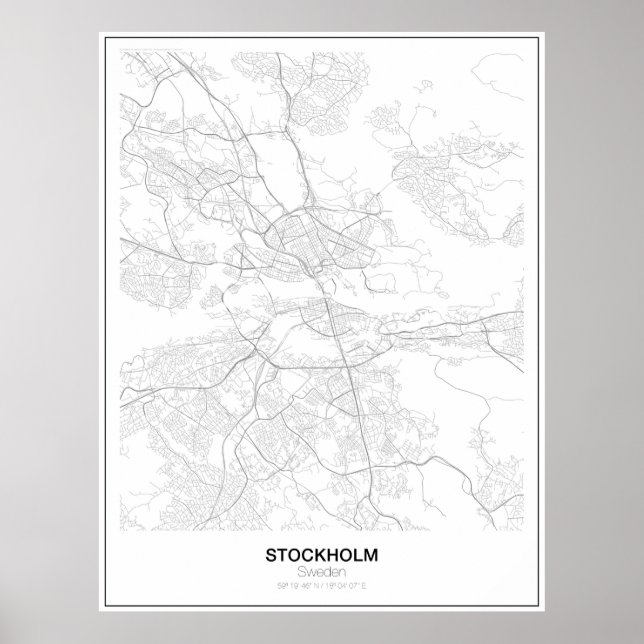 Stockholm, Sweden, Minimalist Map poster (Style 2) (Front)