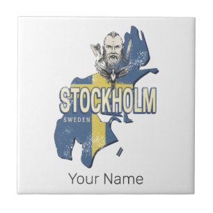 Stockholm Sweden Province Map Vintage Souvenir Tile