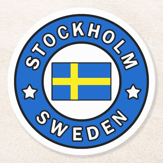 Stockholm Sweden Round Paper Coaster (Front)
