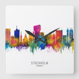 Stockholm Sweden Skyline Square Wall Clock