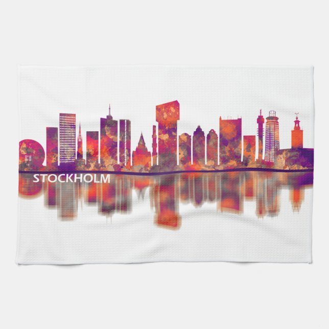 Stockholm Sweden Skyline Tea Towel (Horizontal)