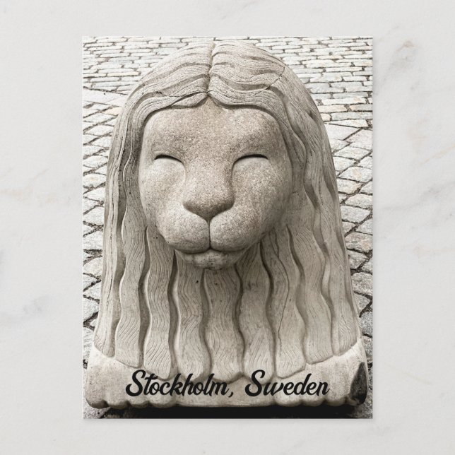 Stockholm Sweden Stone Lion Old Town Personalise Postcard (Front)