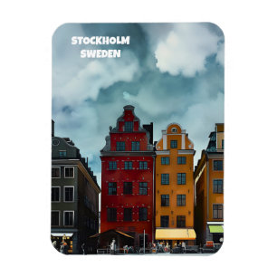 Stockholm Sweden travel art vintage magnet