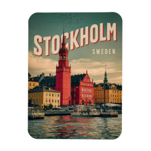 stockholm sweden travel vintage waterfront gifts magnet