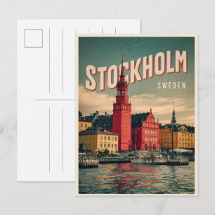 stockholm sweden travel vintage waterfront gifts postcard