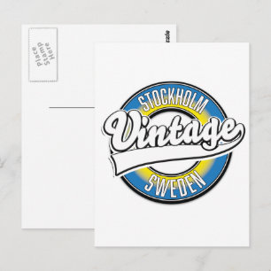Stockholm Sweden vintage logo Postcard