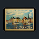 Stockholm Sweden Vintage Travel Magnet<br><div class="desc">Stockholm Sweden design in Vintage Travel style featuring a lovely coastal river setting.</div>