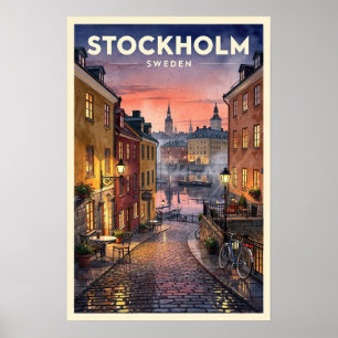 Stockholm Sweden Vintage Travel Poster