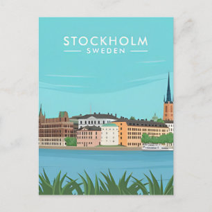 Stockholm Sweden vintage travel scandinavia  Postcard