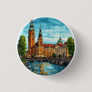 Stockholm Vibrant Cityscape 3 Cm Round Badge