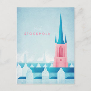 Stockholm Vintage Travel Poster - Art Postcard