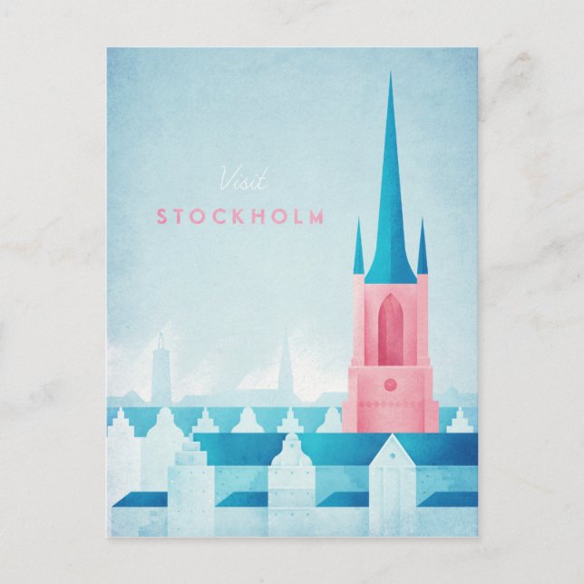 Stockholm Vintage Travel Poster - Art Postcard (Front)