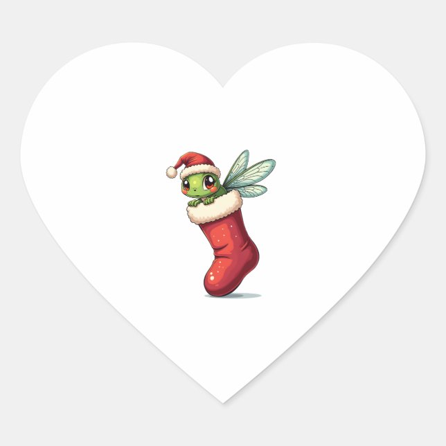 Stocking Stuffer Dragonfly Heart Sticker (Front)