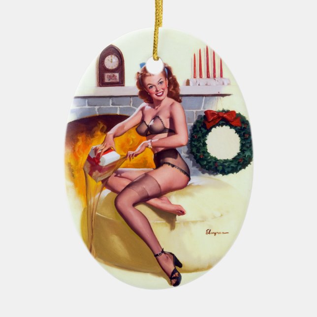 Stocking Stuffer Pin Up Ceramic Tree Decoration (Front)