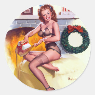 Stocking Stuffer Pin Up Classic Round Sticker