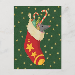 stocking vintage postcard