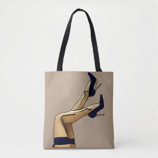 Stockings and Blue Stiletto Heels Tote Bag