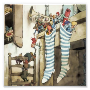 “Stockings at the Chimney” by W Heath Robinson Photo Print