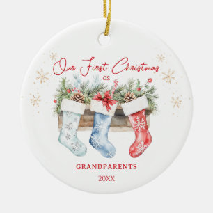 Stockings Grandparents 1st Christmas Ceramic Tree Decoration