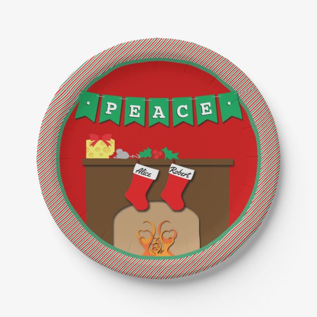 Stockings Were Hung by Chimney • 2 Stockings Paper Plate (Front)