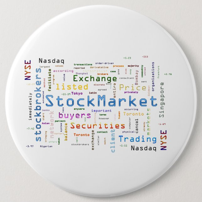 StockMarket Design  Word cloud concept  6 Cm Round Badge (Front)