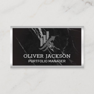 Stocks Bar Graph Chart   Black Marble Business Card